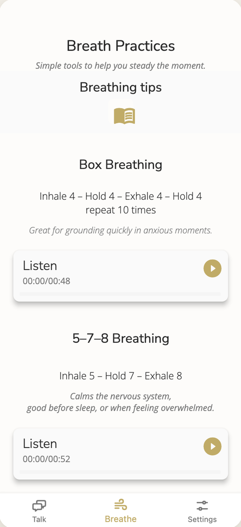 Breathe screen