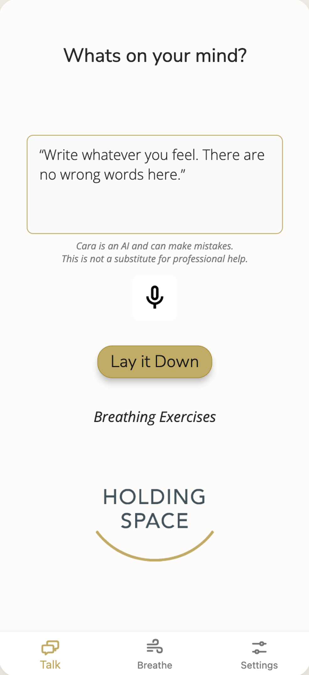 Talk screen